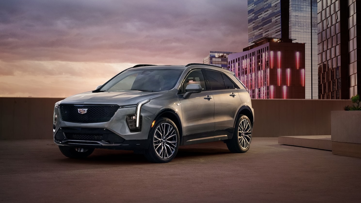 The Cadillac XT4 2025 parked at the top of a building.
