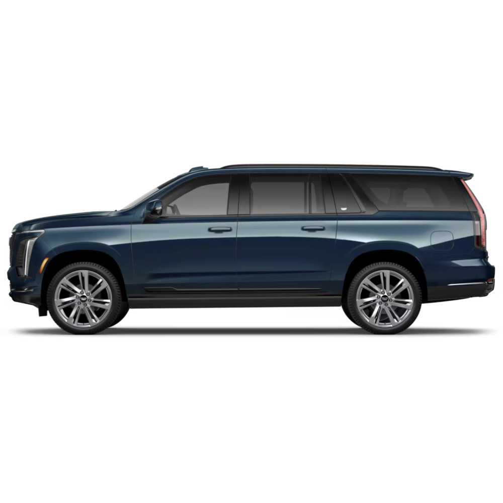 The Cadillac Escalade ESV 2025 seen in profile against a white background.